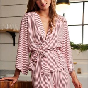 Lake DreamKnit Kimono Pajama Set in Red size medium